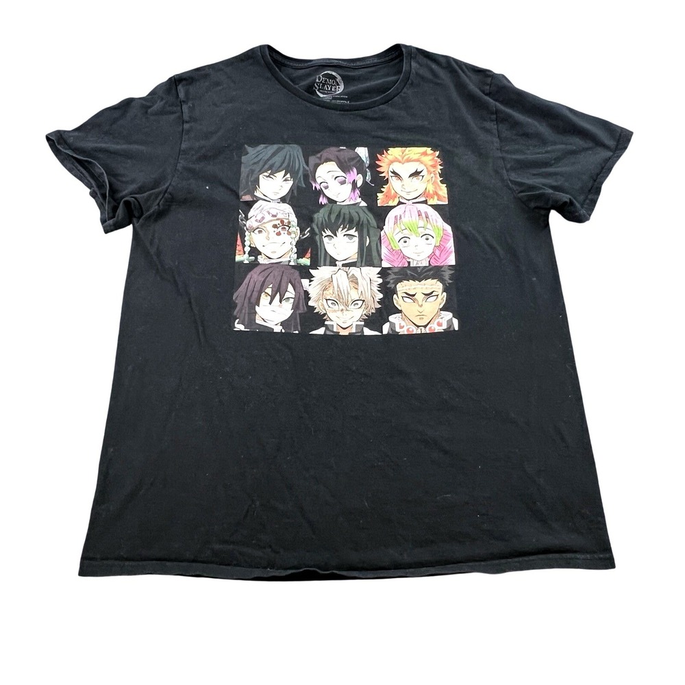 Demon Slayer Kimetsu no Yaiba Graphic T-Shirt‎ Mens L Black Anime Character Tee